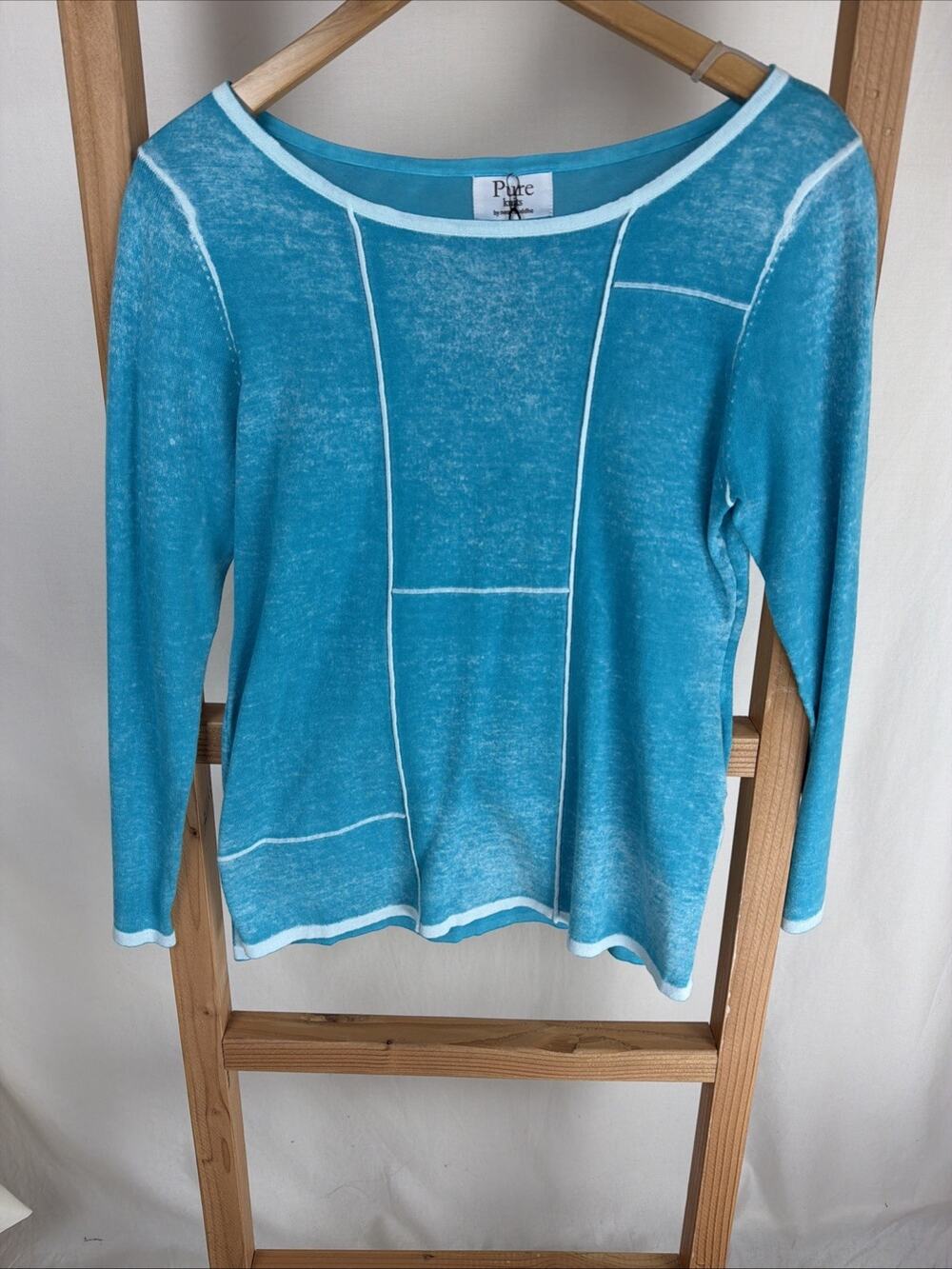 NWT Pure Knits by Neon Buddha Turquoise Sweater Knit LS Top #0978 Size XS